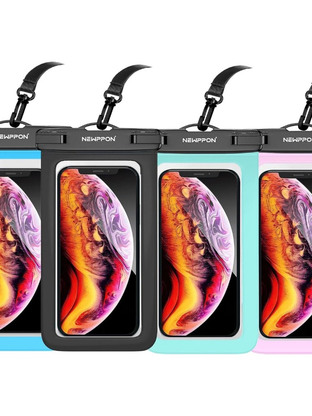 4 Pack 8.5“ Waterproof Cell Phone Pouch - Underwater Dry Bag Case Lanyard -Water